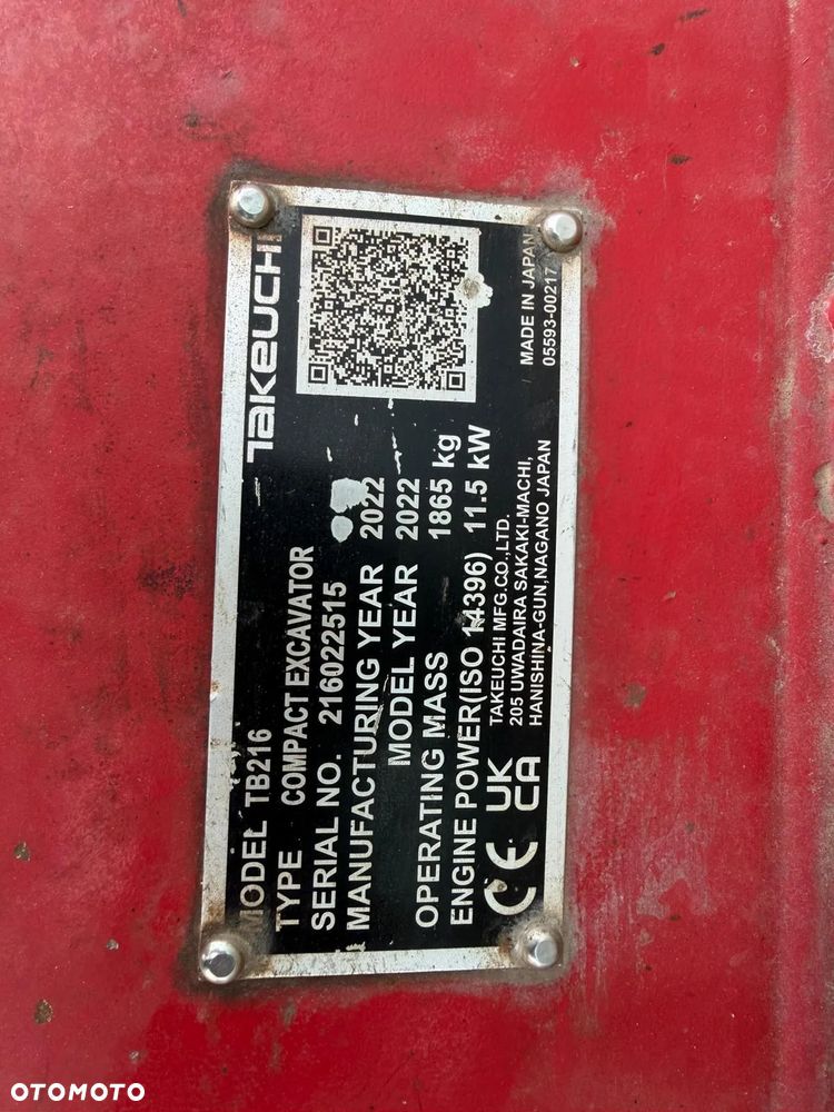 Takeuchi TB 216 2022r Zadbany 2367 motogodziny - 6