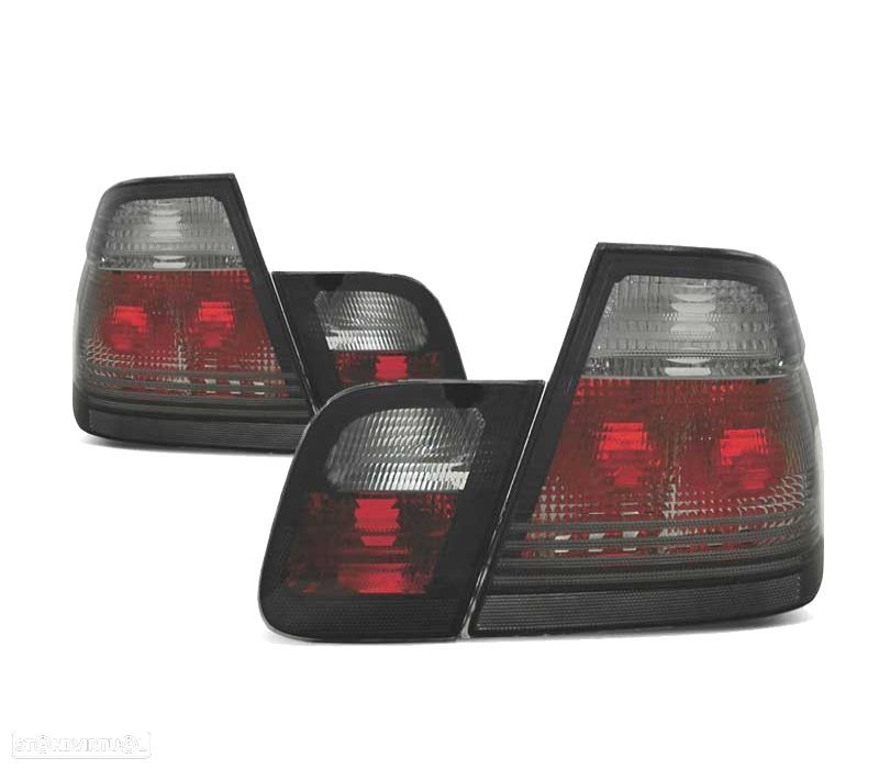 FAROLINS TRASEIROS BMW E46 SEDAN 98-01 FUMADOS LEX - 1