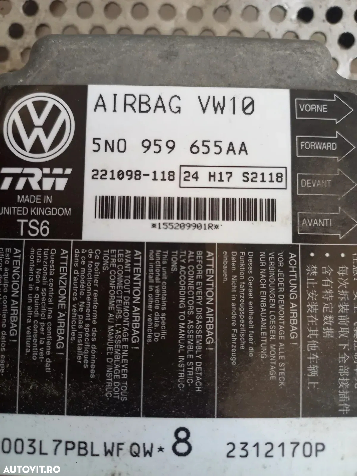 Modul calculator Airbag Vw Seat Skoda An 2011-2012-2013-2014-2015 Cod 5NAA Passat Gols Touran Tigua - 5