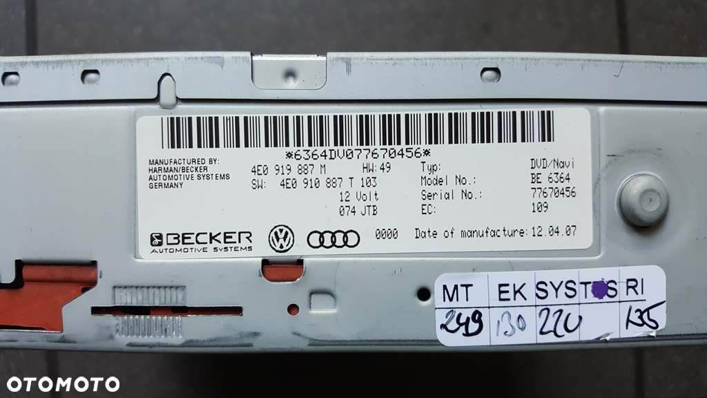 Czytnik Navi DVD 4E0919887M 4E0910887T Audi A6 C6 A8 - 2