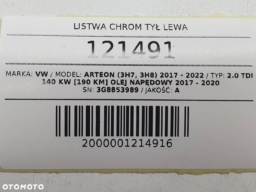 LISTWA CHROM TYŁ TYLNA LEWA VW ARTEON 3G8853989 - 6