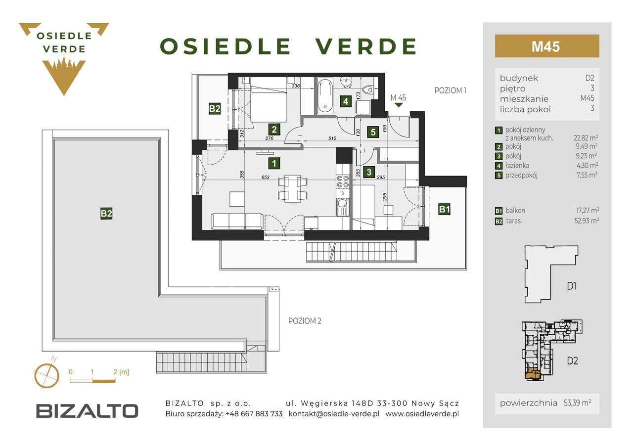 3 - pokojowe mieszkanie z prywatnym tarasem na dachu | Osiedle Verde