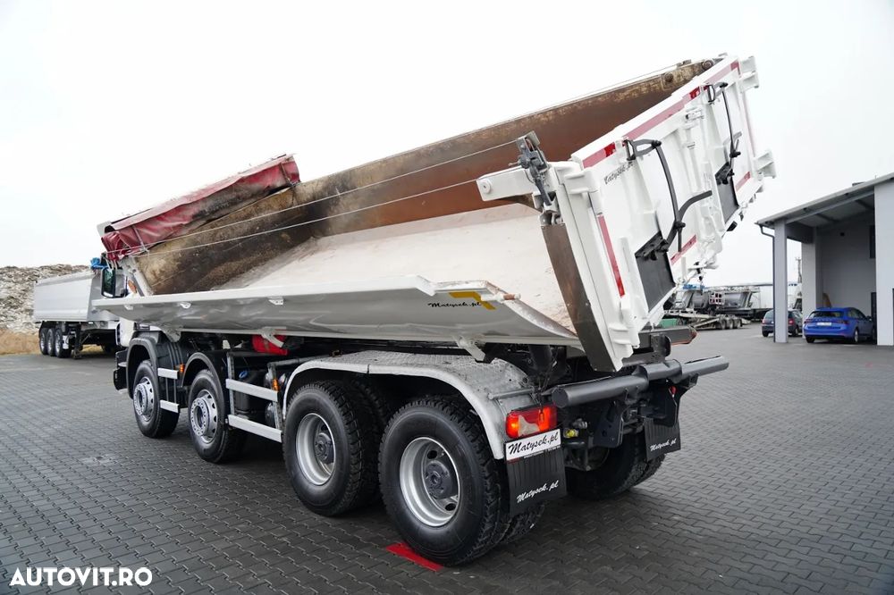 Scania P 410 / 8x4 / BASCULATOR 2 LATERAL / HIDRODOXIE LATERALĂ / BORDMATIC / OPTICRUISE / ANVELOPE 100% / EURO 6 - 6