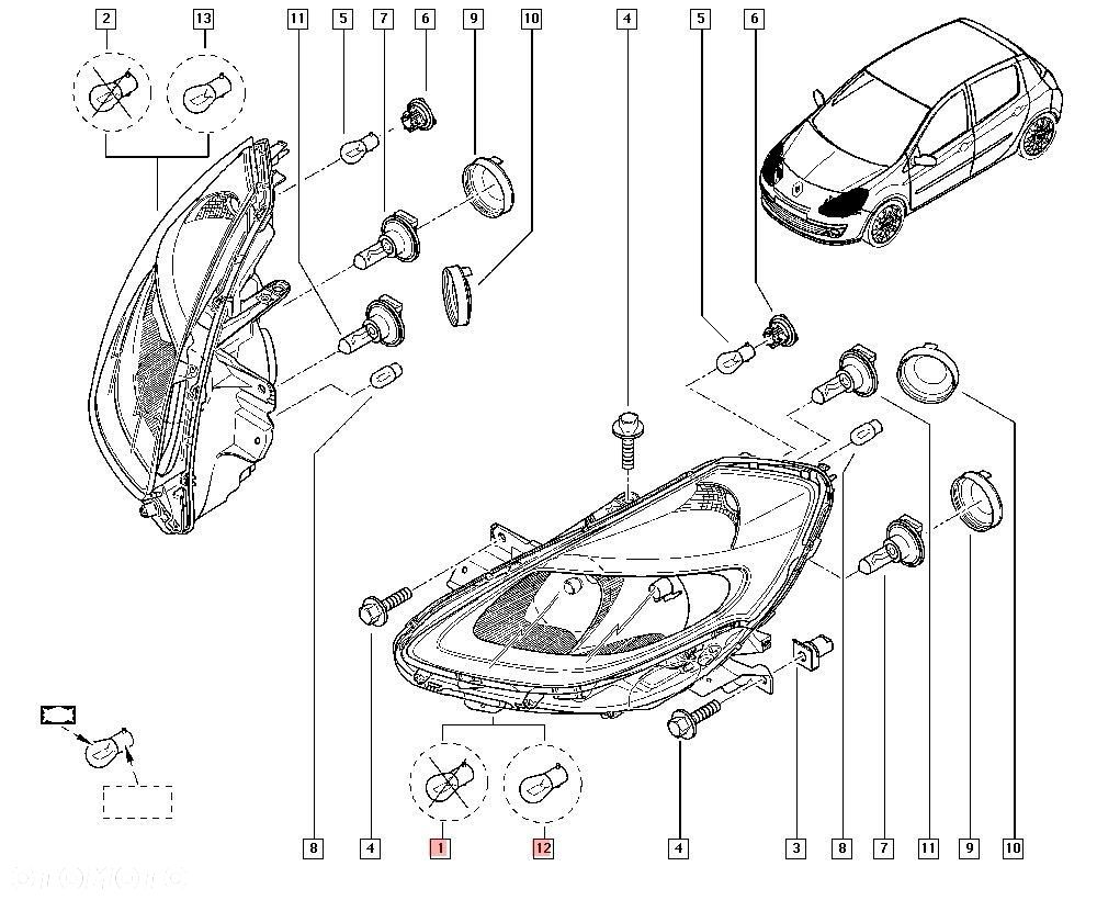 LAMPA LEWA PRZEDNIA PRZÓD RENAULT CLIO III 260608589R - 2