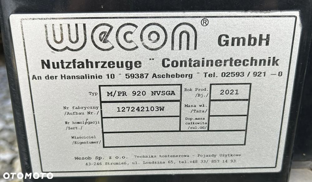 DAF WECON / ZABUDOWA / FIRANKA / DŁ. 9,1 M - 9