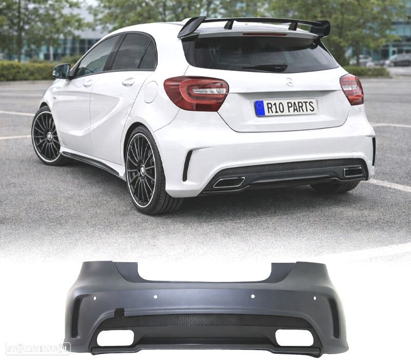 PARA-CHOQUES TRASEIRO MERCEDES CLASE A W176 12-18 LOOK AMG A45 PDC - 1