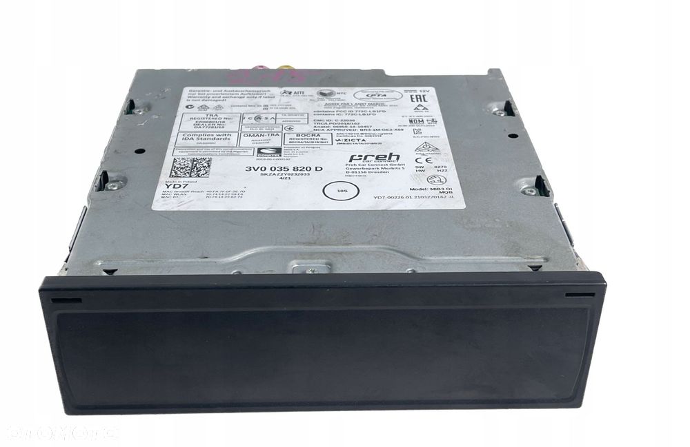 CZYTNIK MULTIMEDIA MIB3 SKODA 3V0035820H - 3