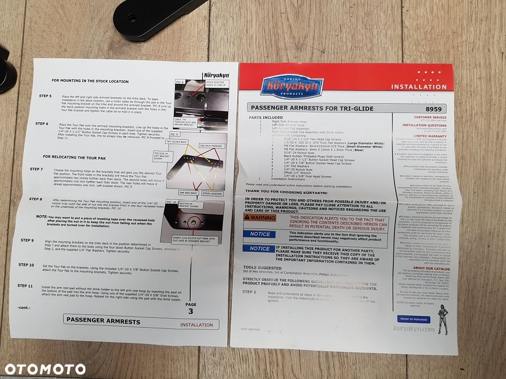 Podłokietniki pasażera Kuryakyn 8959 Harley Davidson Tri Glide - 12