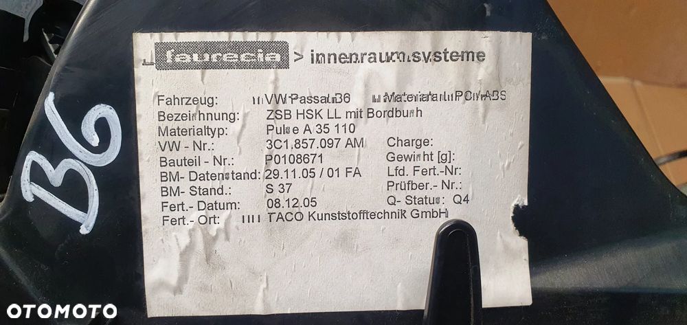 Schowek pasażera półka VW Passat B6 3C1857101 3C1857097AM - 8