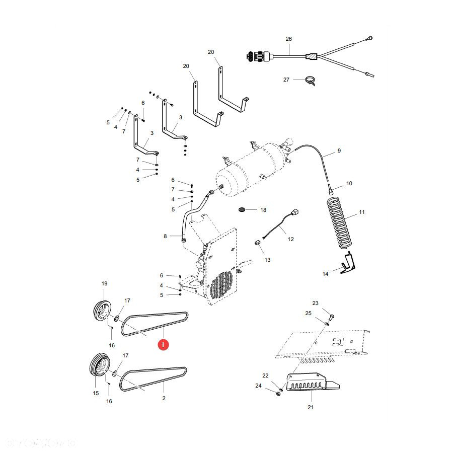 Pasek klinowy napędu sprężarki Massey Ferguson LA340433151 Oryginał - 4