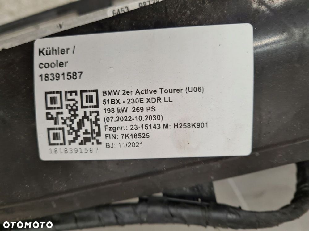 BMW 2 U06 KOMPLET CHŁODNIC CHŁODNICE WENTYLATOR 230e 198KW 269KM HYBRYDA - 4