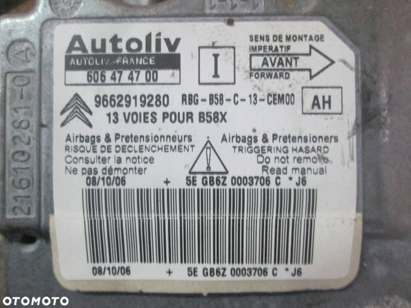 MODUŁ PODUSZEK SENSOR AIRBAG  CZUJNIKI CITROEN C4 PICASSO I 9662919280 - 3