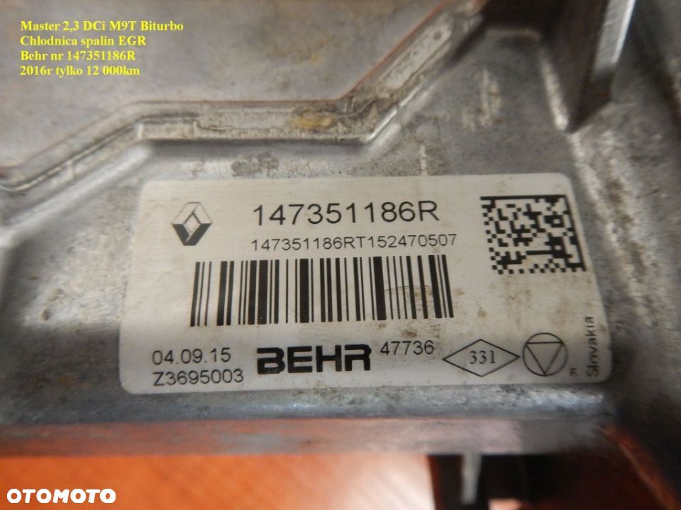 Chłodnica EGR MASTER 2,3 DCI M9T BITURB 147351186R - 2
