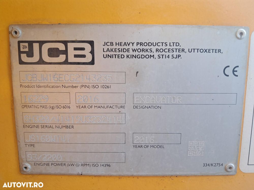 JCB js160w excavator pe roti - 33