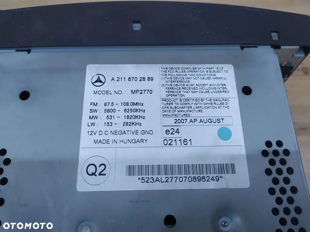 MERCEDES W211 LIFT W219 CLS RADIO CD IGŁA A2118702889 MF2770 - 7