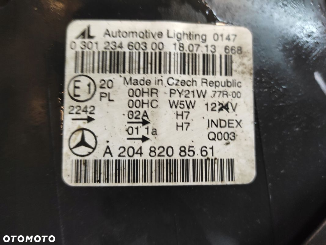MERCEDES C-KLASA W204 LAMPA LEWA PRZÓD PRZEDNIA SOCZEWKA ORYGINAŁ UK - 9