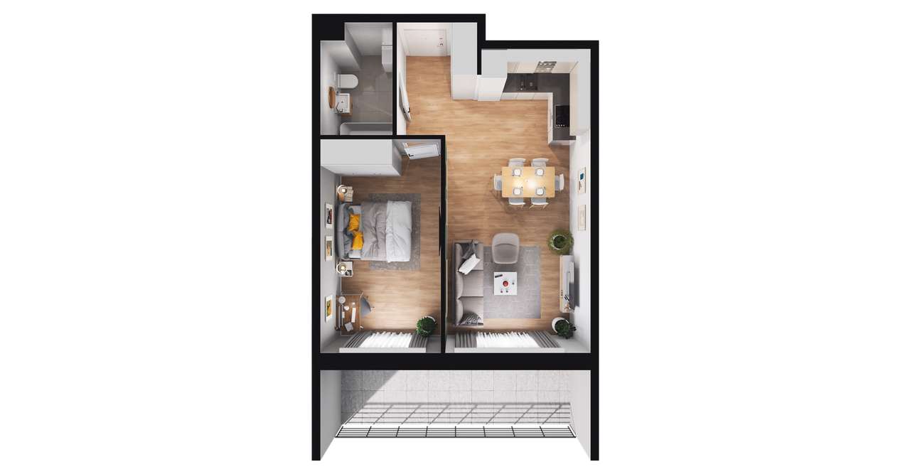 2-pokojowe mieszkanie 45m2 + balkon - Pełny obrazek: 2/23