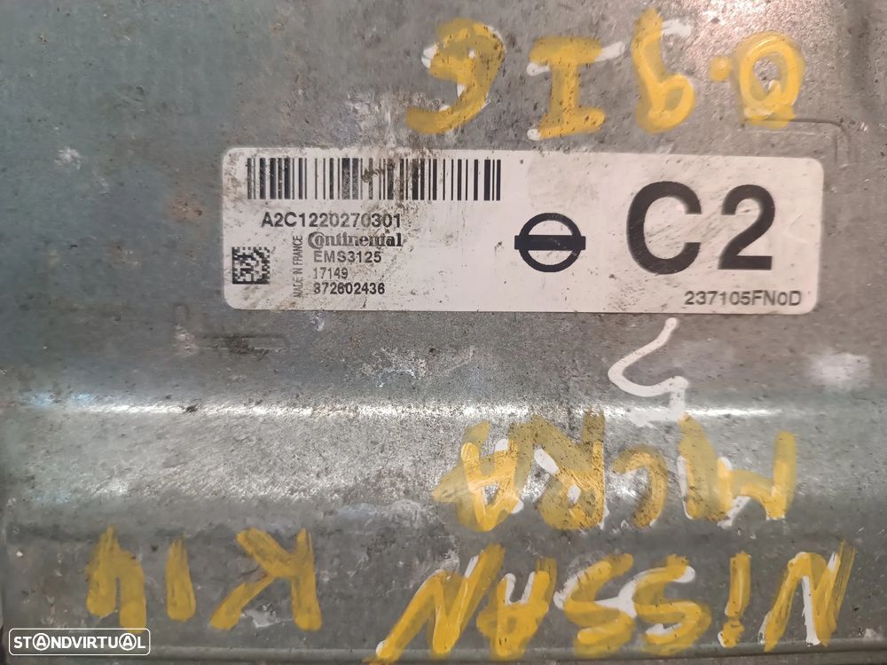 UNIDADE / CENTRALINA DO MOTOR NISSAN MICRA V K14 0.9IG-T 237105FN0D A2C1220270301 - 2