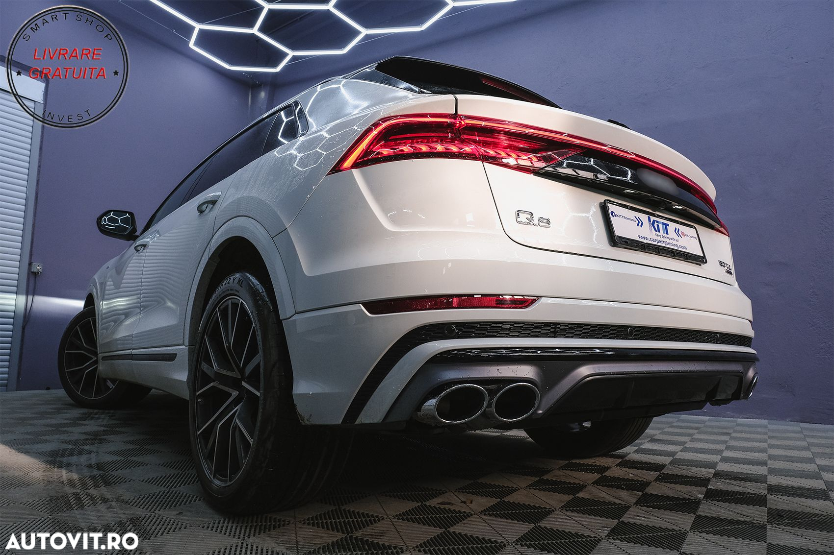 Difuzor Bara Spate Evacuare Dubla Audi Q8 S-Line (2018-2023) Evacuari Crom- livrare gratuita - 19
