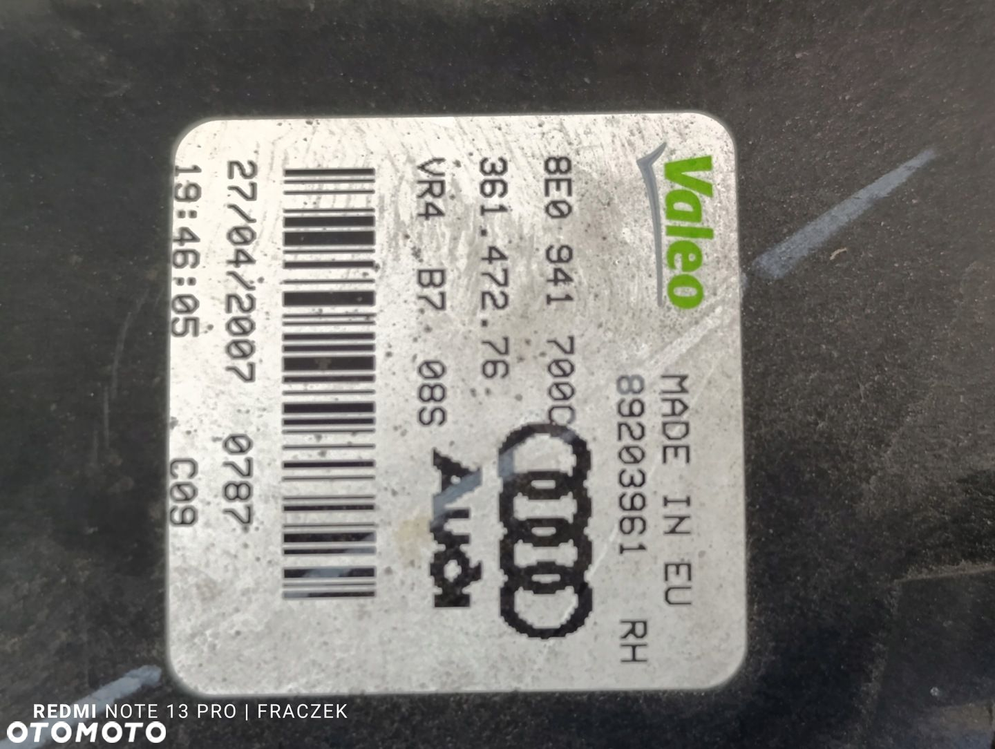 Kratka halogen Atrapa Zderzaka Przód Prawa Audi A4 B7 S-line - 12