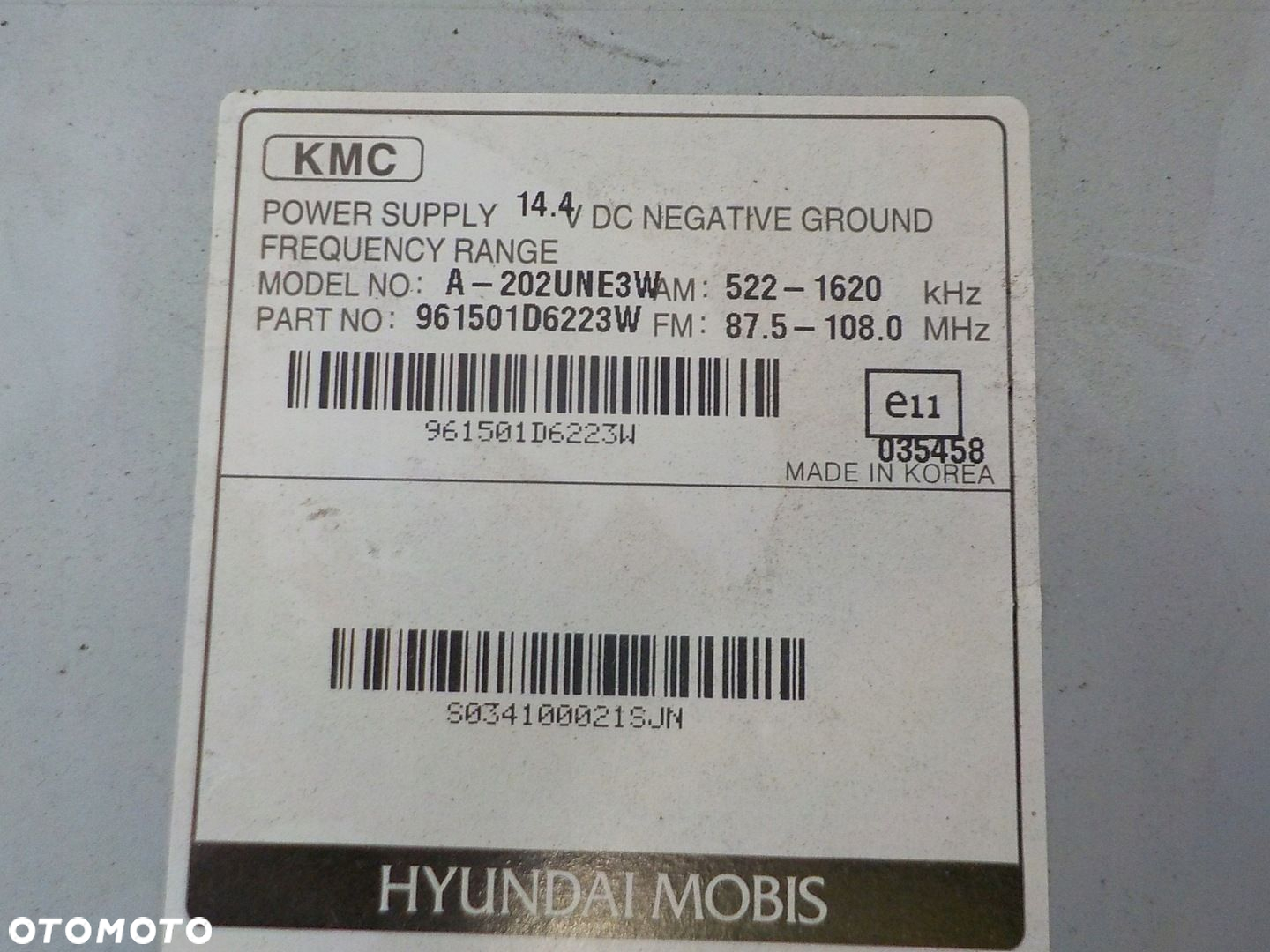 KIA CARENS III LIFT RADIO FABRYCZNE MP3 961501D6223W - 2