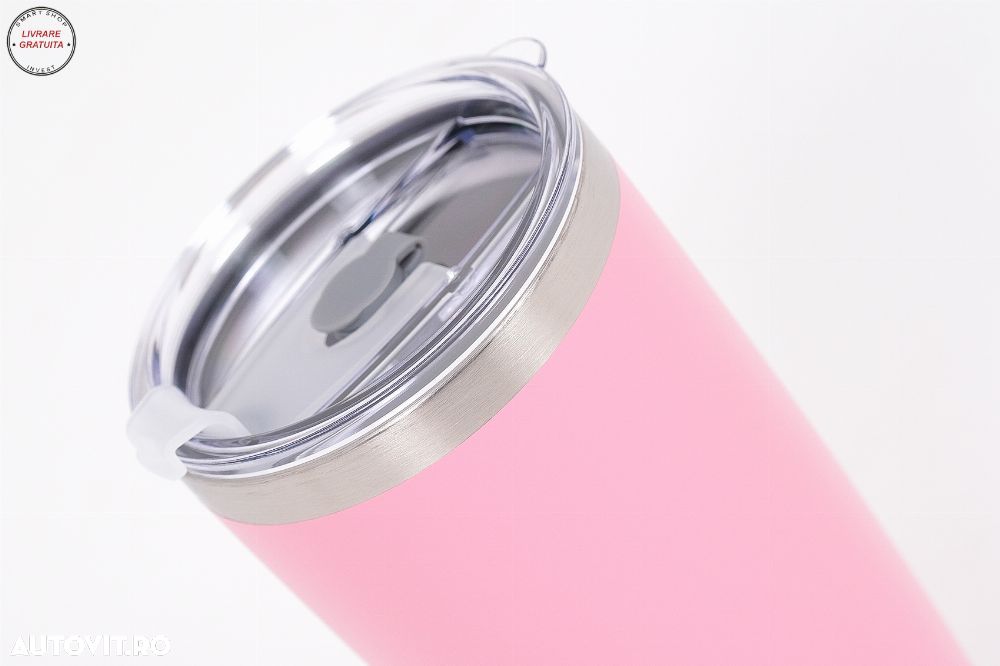 Cana Termoizolanta Otel Inoxidabil SS304 cu Capac Perete Dublu 590ml Roz- livrare gratuita - 5