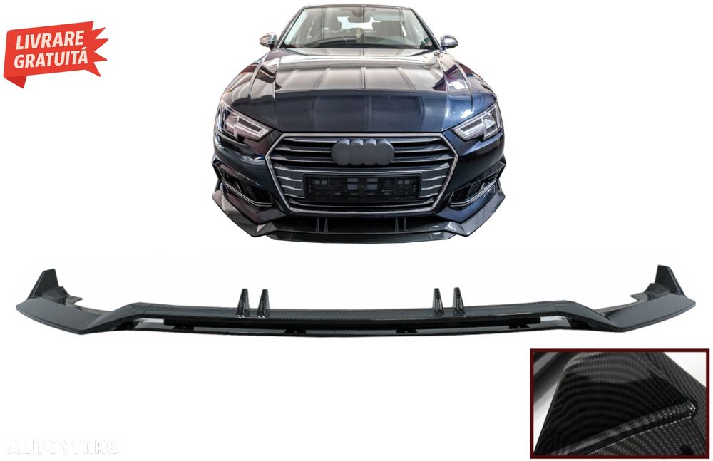 Prelungire Bara Fata Lip Audi A4 B9 8W S-Line (2016-2018) Carbon Look- livrare gratuita - 21