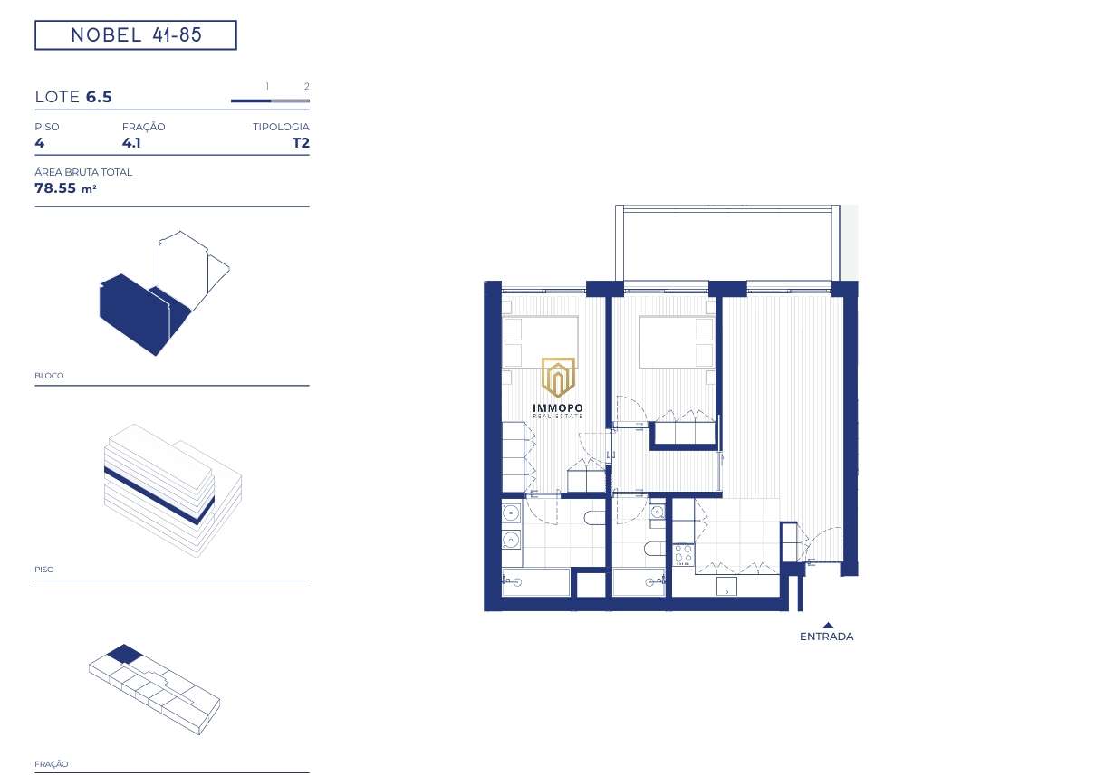 Apartamento T2 novo , com garagem e varanda - Grande imagem: 2/16