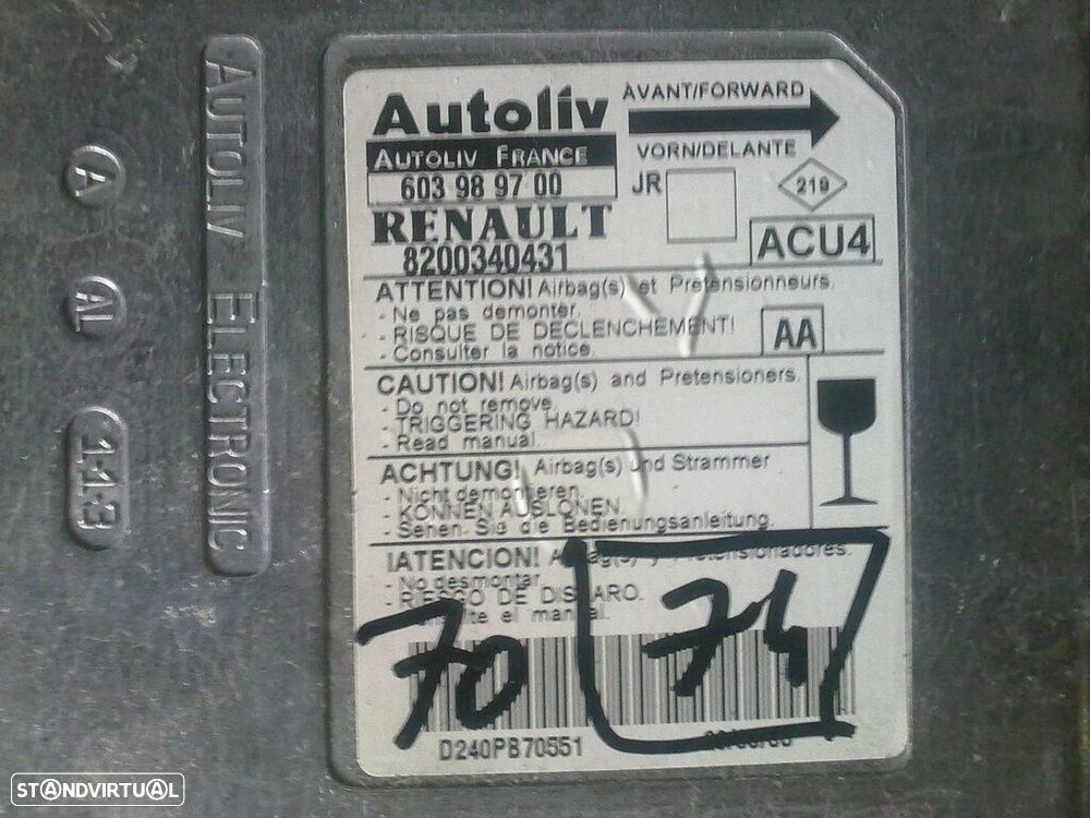 Modulo Airbag 8200340431 603989700 RENAULT SCENIC 2003 - 1