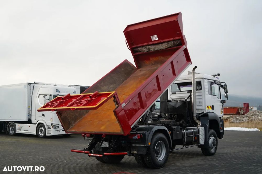 MAN TGA 18.360 / 4X4 / BASCULĂ CU 2 LATE / CLAPETĂ HIDRAULICĂ / LATERALĂ HIDRAULICĂ / SUPPORT FRONTAL / SPECIAL / MANUAL - 4