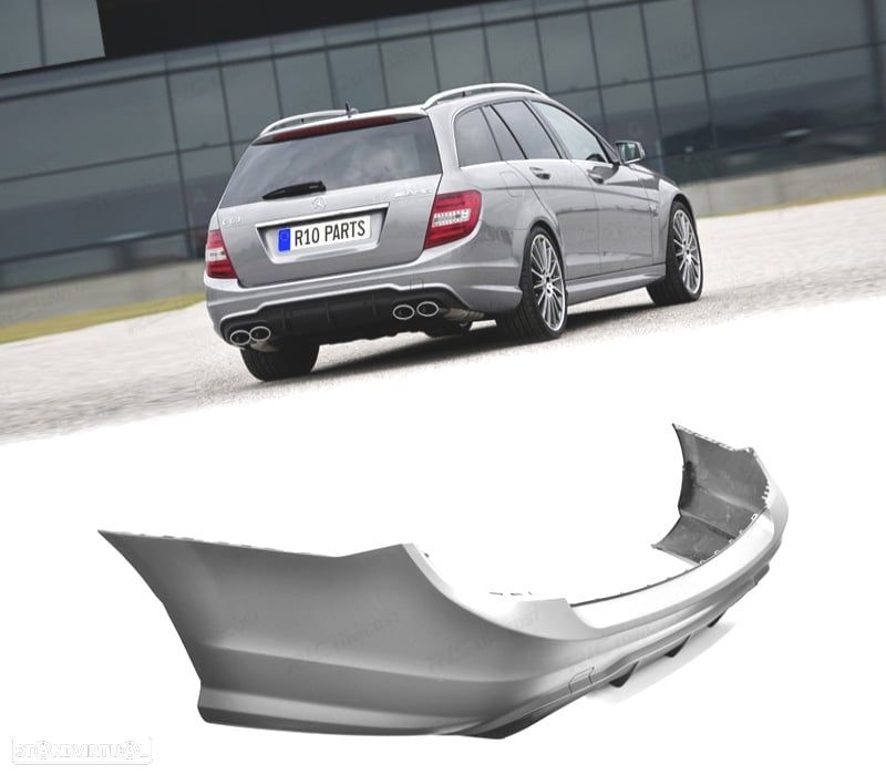 PARA-CHOQUES TRASEIRO MERCEDES CLASE C W204 KOMBI 07-14 LOOK C63 AMG SAIDA DUPLA - 2