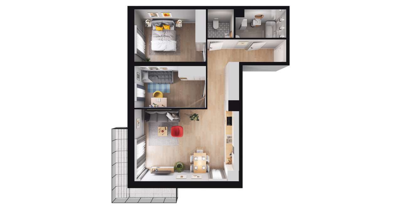 3-pokojowe mieszkanie 65m2 + balkon Bez Prowizji - Pełny obrazek: 2/14