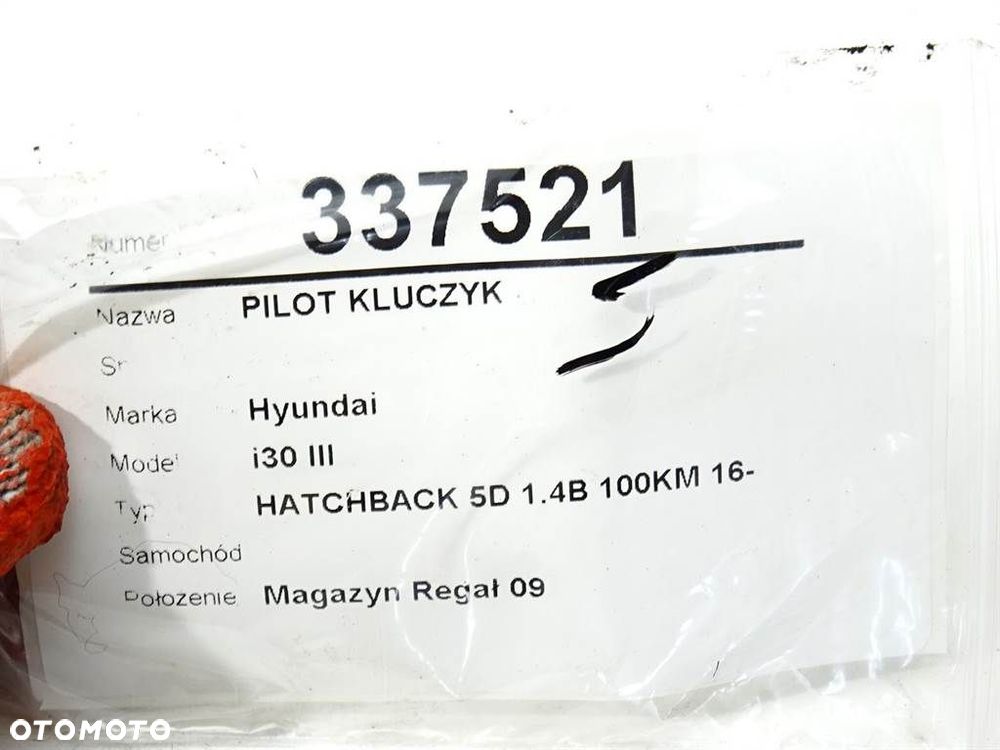 PILOT KLUCZYK  HYUNDAI i30 (PDE, PD, PDEN) 2016 - 2022 1.4 MPI 74 kW [100 KM] benzyna 2016 - 2022 - 4