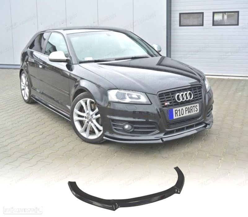 SPOILER LIP FRONTAL AUDI A3 8P 08-13 PRETO BRILHANTE - 1