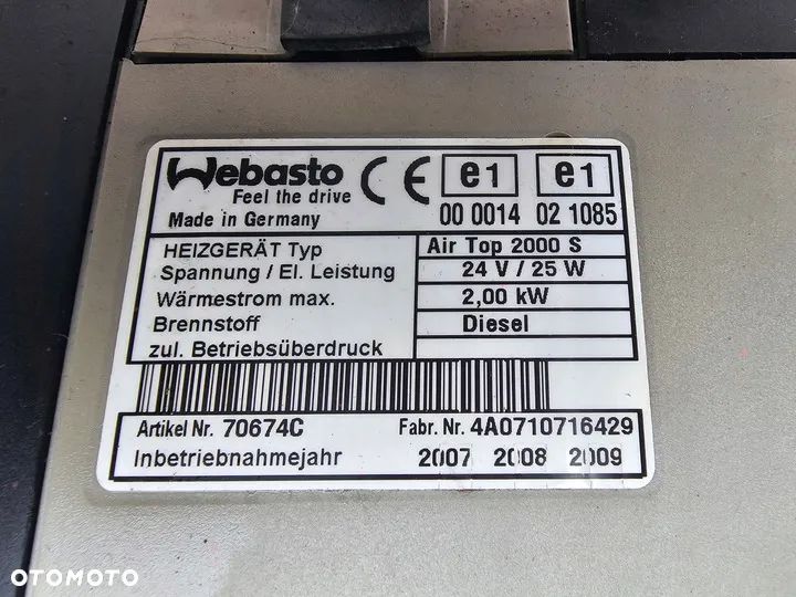 WEBASTO PIECYK OGRZEWANIE POSTOJOWE AIR TOP 2000 S 24V 2 kW 25W - 5