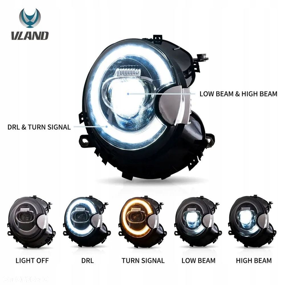Reflektory Lamy kpl Vland Led Tuning Black Mini One r55 r56 r57 r58 r59 06- - 10