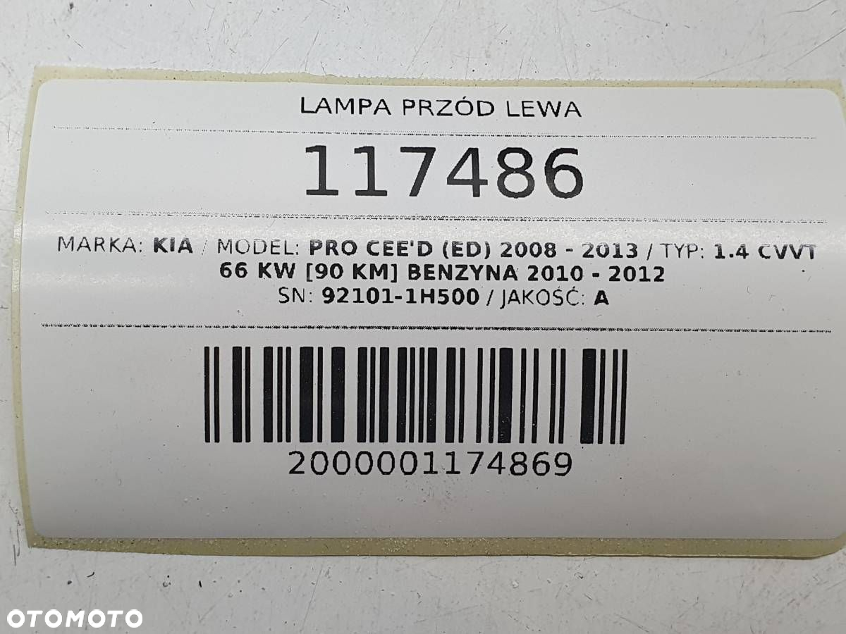 LAMPA PRZÓD PRZEDNIA LEWA KIA PRO CEED I EUROPA 92101-1H500 - 8