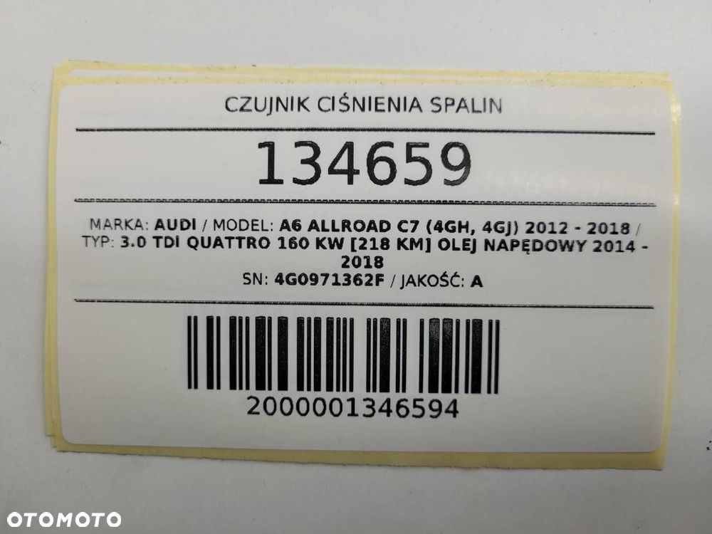 CZUJNIK CIŚNIENIA SPALIN AUDI A6 C7 3.0 TDI 218KM 4G0971362F - 6