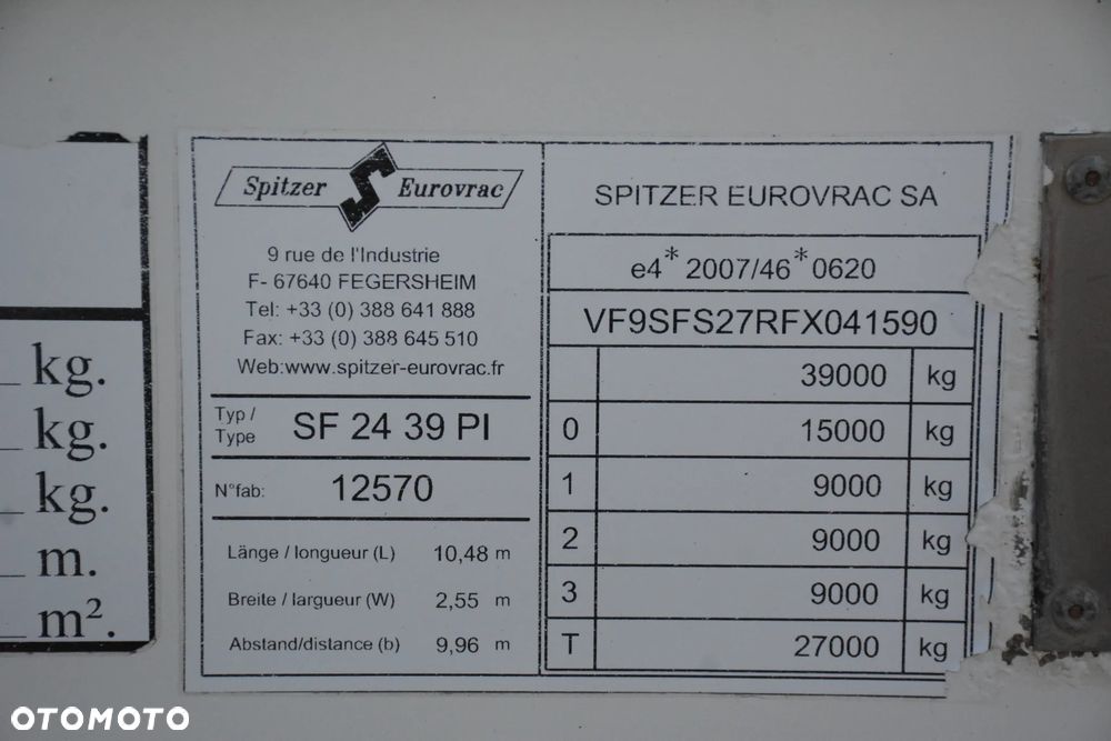 Spitzer SF 39 PI / 2014r / Cementonaczepa / 39000l / 4,660t / Osie SAF / Super stan - 14