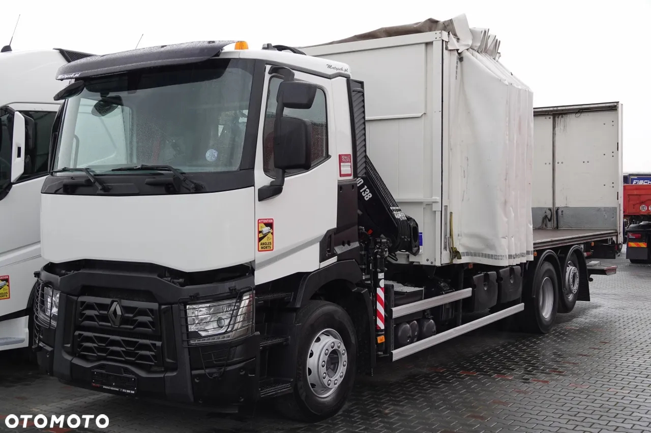 Renault C 380 / 6x2 / SKRZYNIOWY / HDS HIAB 138 B-3 WYSÓW 10,5 M / ROTATOR / STEROWANIE RADIOWE / + WINDA ZAŁADOWCZA / ZABUDOWA FIRANKA ZSUWANA / EURO 6 - 27