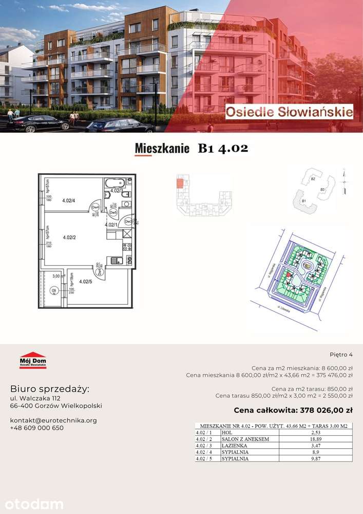 Nowoczesne mieszkanie - 43 m2, B1 4.02