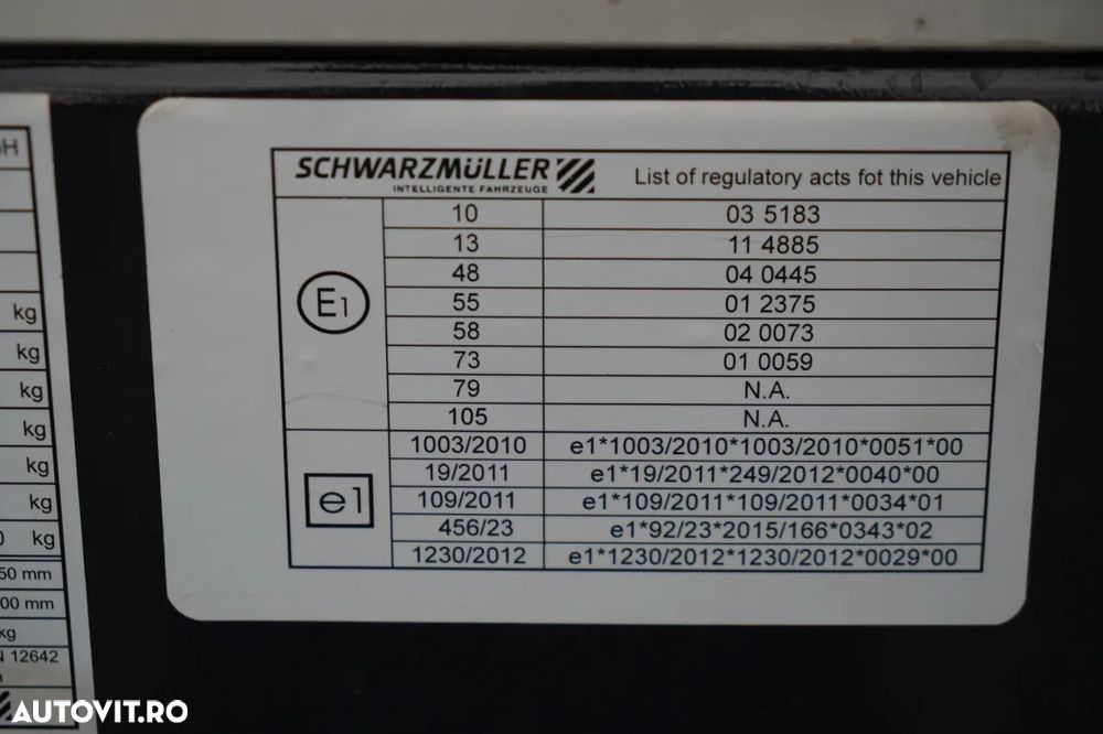 Schwarzmuller / CORTINĂ / STANDARD / PALEȚI / AXE SAF / - 30
