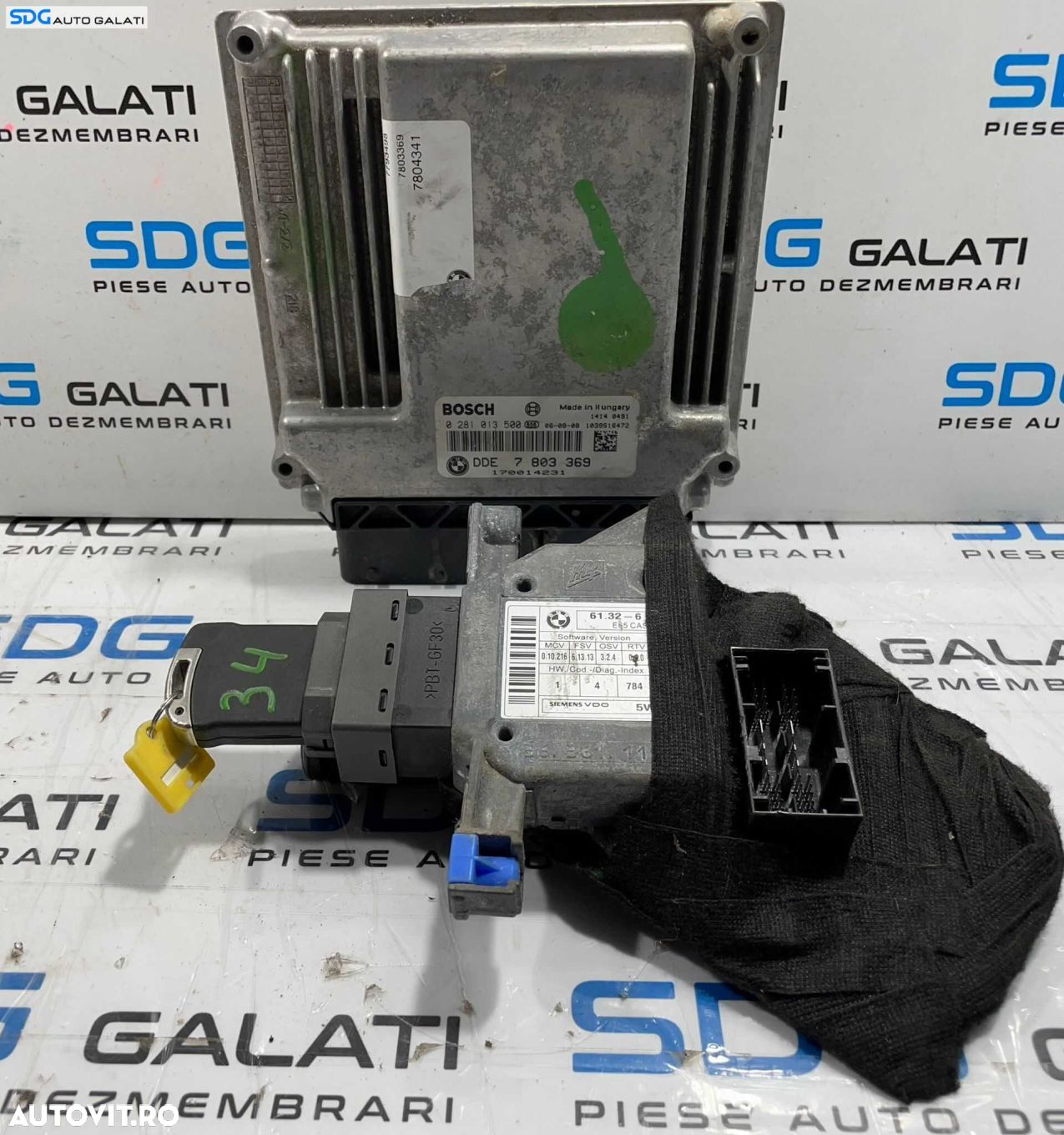 Kit Pornire ECU Calculator Motor Cititor Cartela Chei Cheie Imobilizator CIP BMW Seria 7 E65 E66 3.0 Diesel M57 2002 - 2008 Cod 7803369 0281013500 [L4755] [L4756] - 1