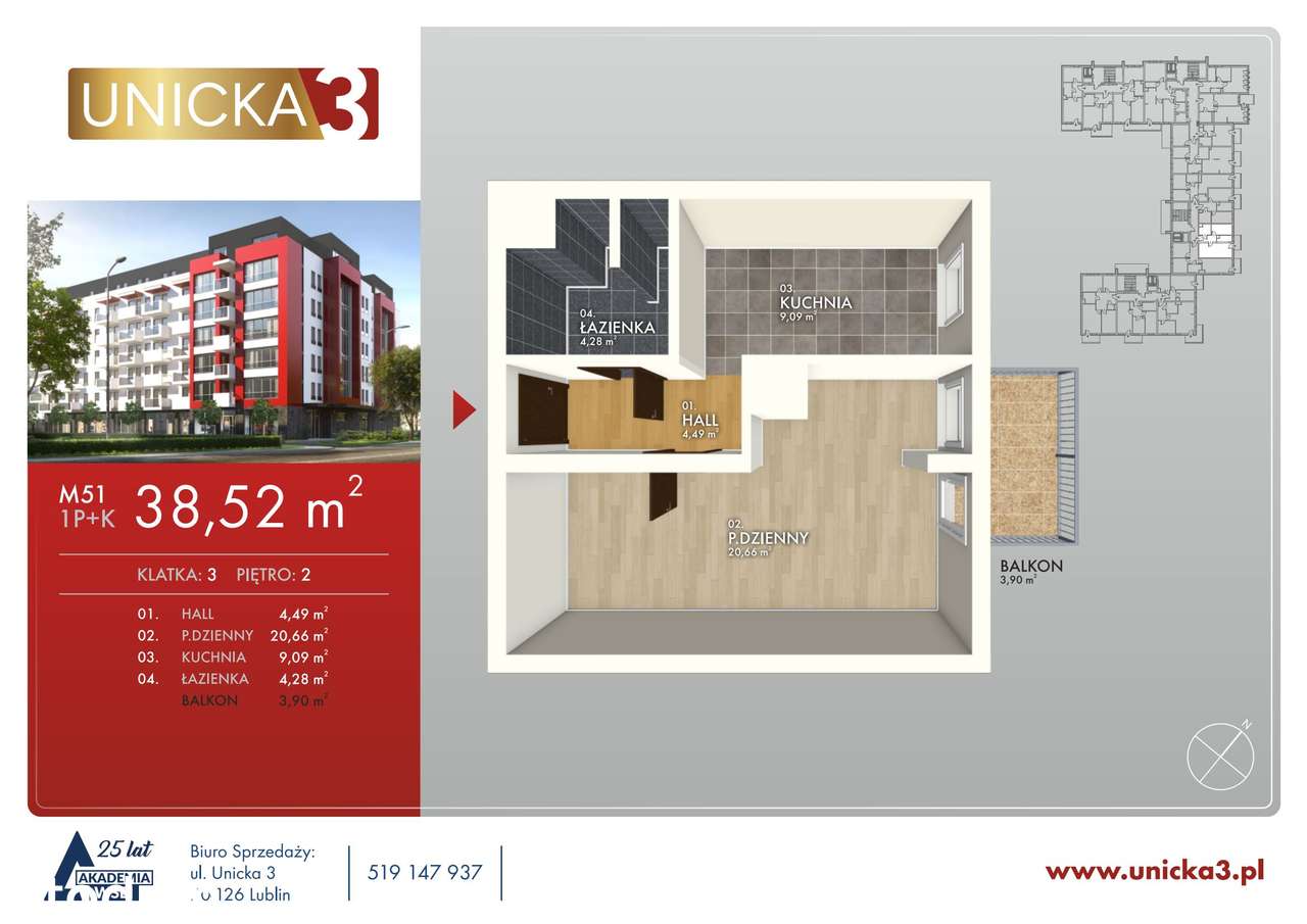 1-pokojowe mieszkanie 38m2 + balkon Bez Prowizji - Pełny obrazek: 2/11
