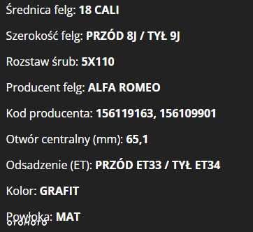 Felgi 18 5X110 Alfa Romeo Giulia 16 kompletów OFERTA HURT - 6