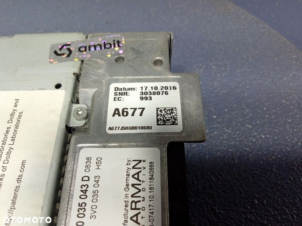 SKODA SUPERB III 15- CZYTNIK NAWIGACJI MIB 2 3V0035043D - 7