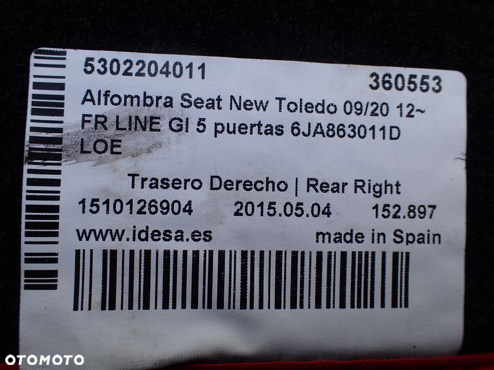 DYWANIKI SEAT TOLEDO IV 6JA863011D RADOM - 6