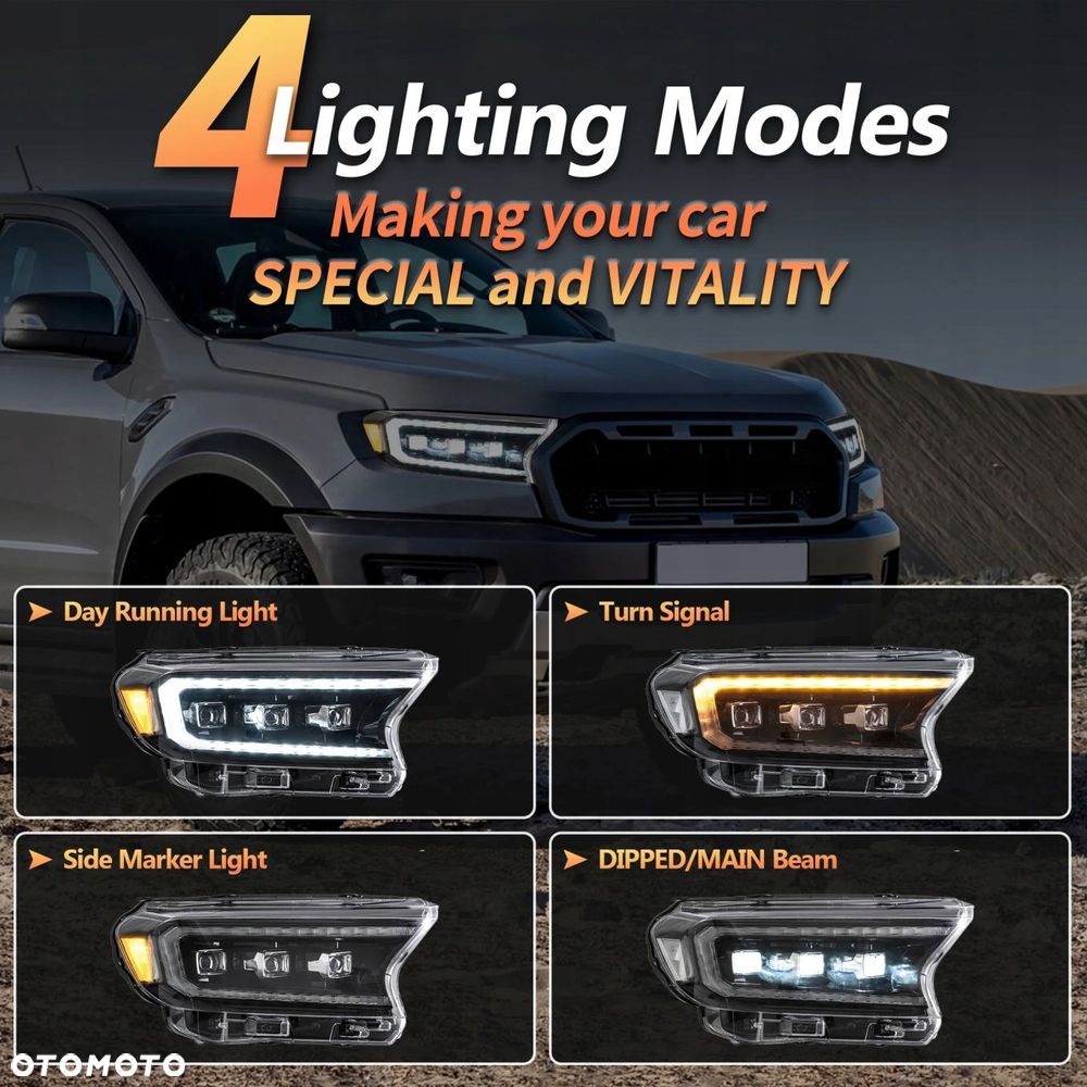 reflektor lampa kpl vland full led neon tuning ford ranger v 5 mk5 lift 16- - 7