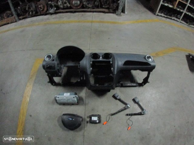 Kit Airbags 6S6AA042B85 6S6AA044H30AC 6S6T14B056LC 5WK43587 2S6AA61209AC 2S6AA61208AC FORD FIESTA 5 FASE 2 2006 1.3I 70CV 5P CINZA ESCURO PRETO - 1