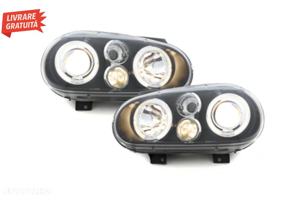 Faruri VW Golf IV 4 (09.1997-09.2003) Angel Eyes Negru- livrare gratuita - 2